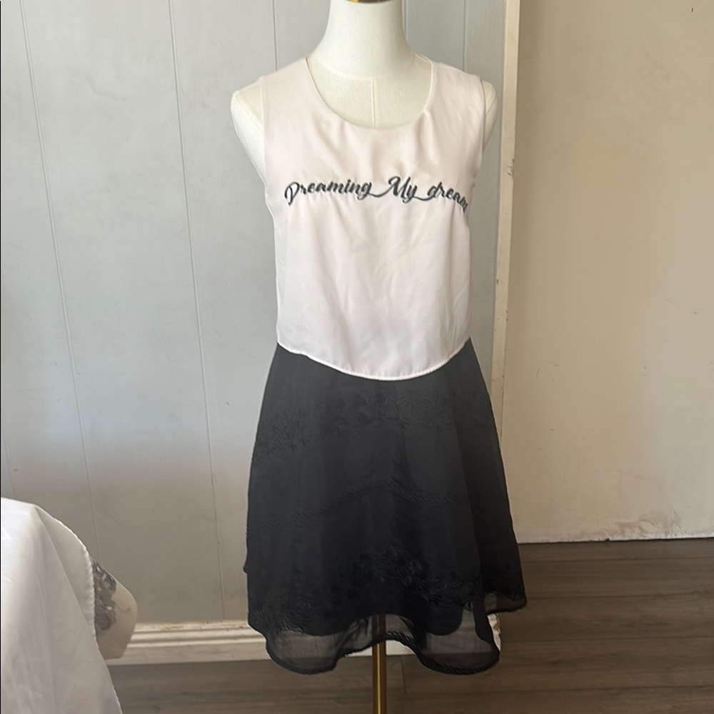 Elegant Black and White Midi Dress - Picture 3 of 6